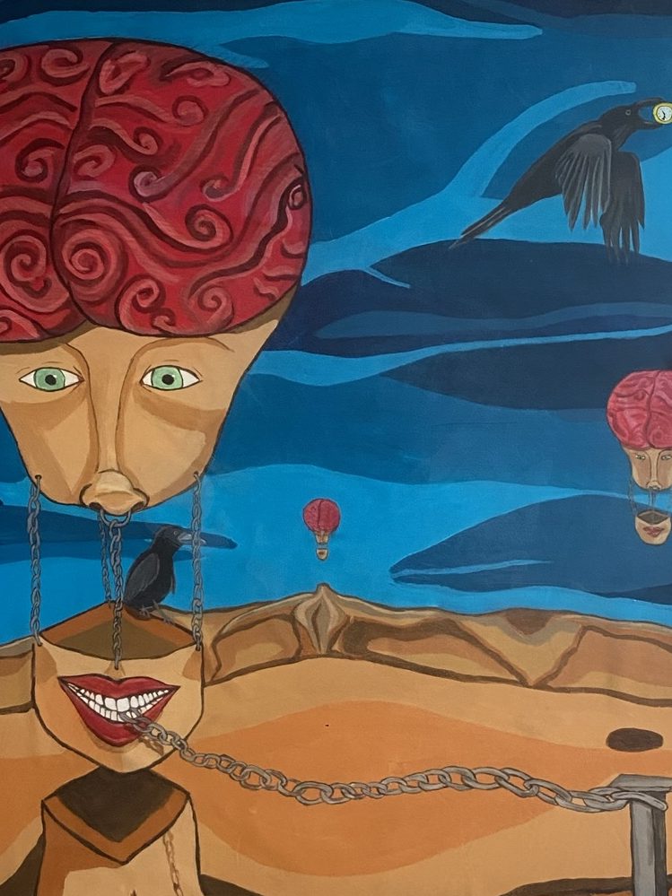 Håndlavet surrealistisk billedekunst produceret i Danmark i naturtro farver lavet af Irene Kubel
